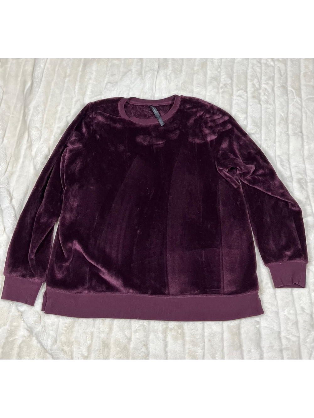Gaiam Women's XL Purple Red Wine Fleece Super Soft Lounge Fall Winter Sweatshirt